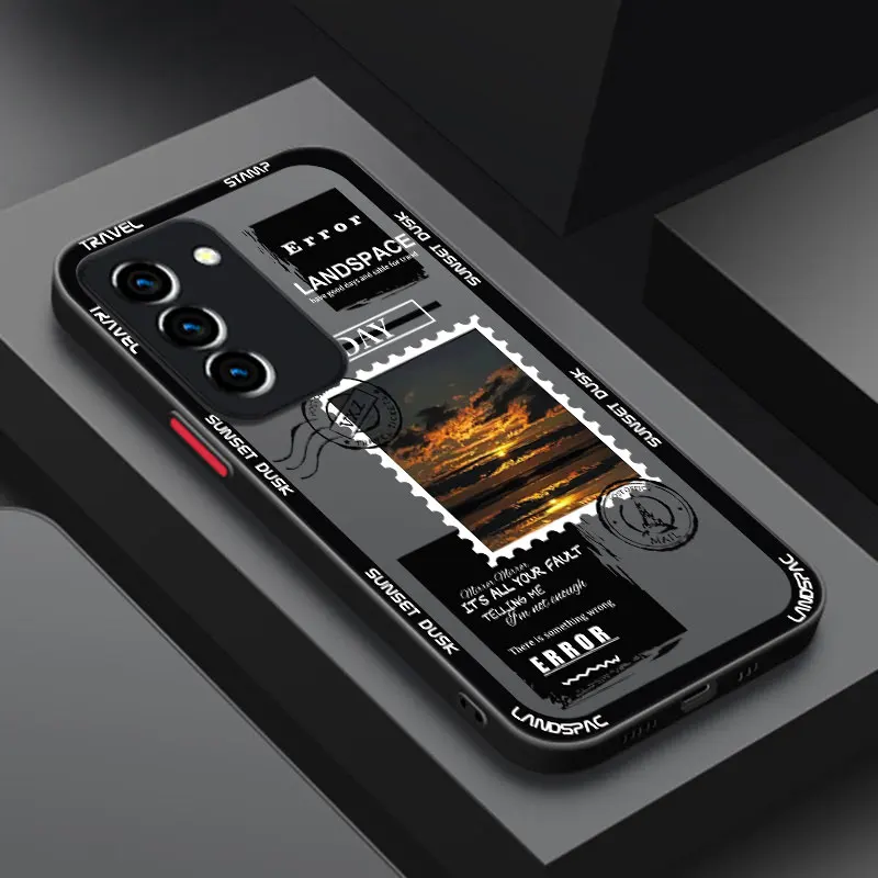 Vintage Stamps Frosted Translucent Phone Case For Samsung Galaxy A03 Core A02 A10 A12 A20 A21 A50 A70 S A01 A04E A05 A11