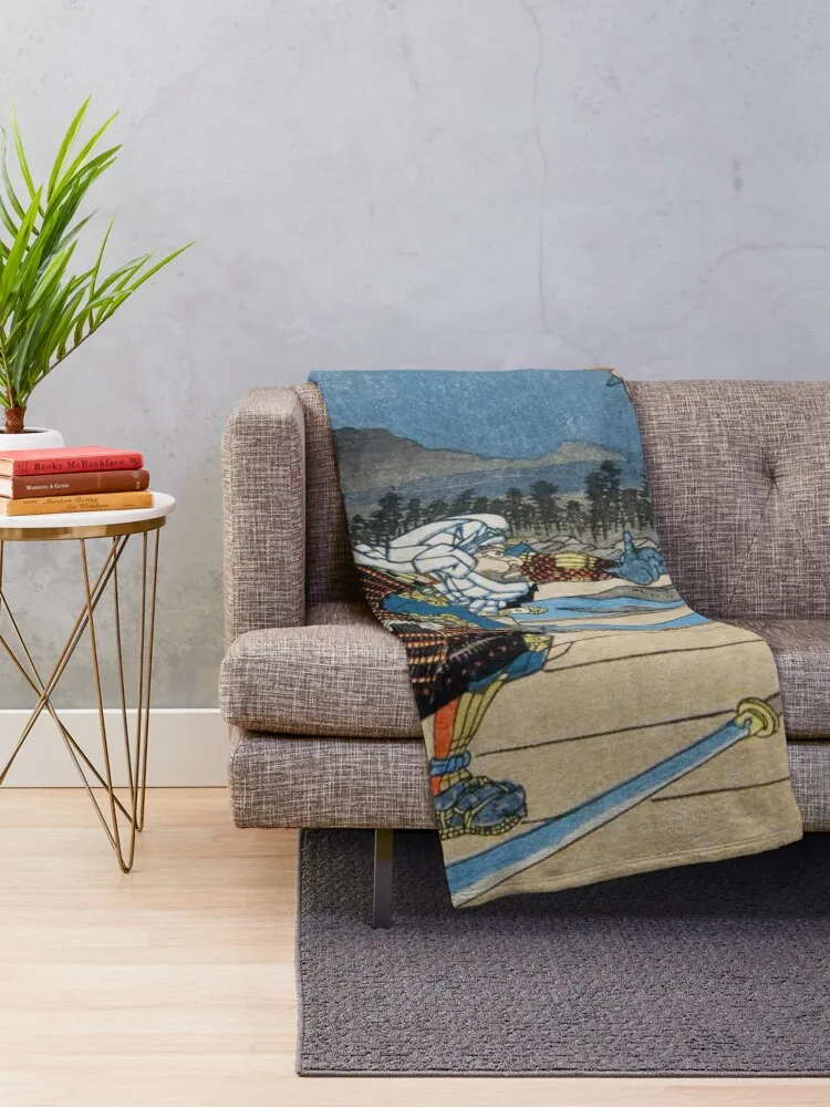 Утагава Хирошиж - Ушибавамару Defeats Musashibo Benkei at Gojo Bridge Плед Модные диваны Одеяла для