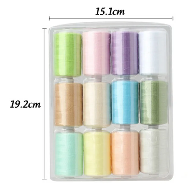 12 шт./кор. разноцветные полиэстеровые швейные нитки в рулонах ручная вышивка 1000