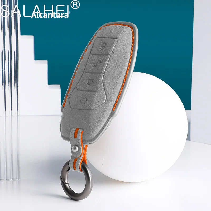 

Alcantara Leather Car Key Cover Keychain Key Case For BYD EA1 Han EV Qin Song Plus Dmi Yuan Plus Tang Atto 3 EV Auto Accessories