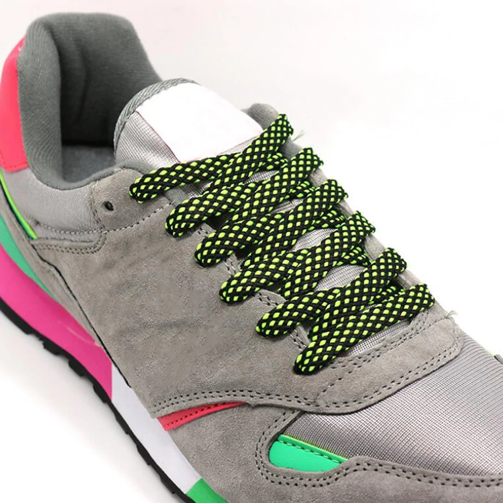 120cm 1Pair Flat Double Color Grid Shoe Lace Printing Checkered Ribbons Shoelaces Polyester Heavy Duty Sneaker Lacing