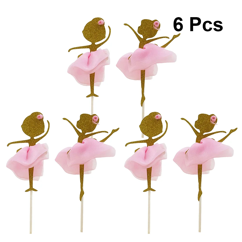 

6 PCS Cupcake Topper Girl Topper Flash Fruit Picks Princess Paper Topper Tutu Skirt Cupcake Pick Baby