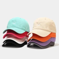 soft top vintage cap embroidery mens caps for men duck tongue hat curved eaves smiling face womens baseball male fashion hats