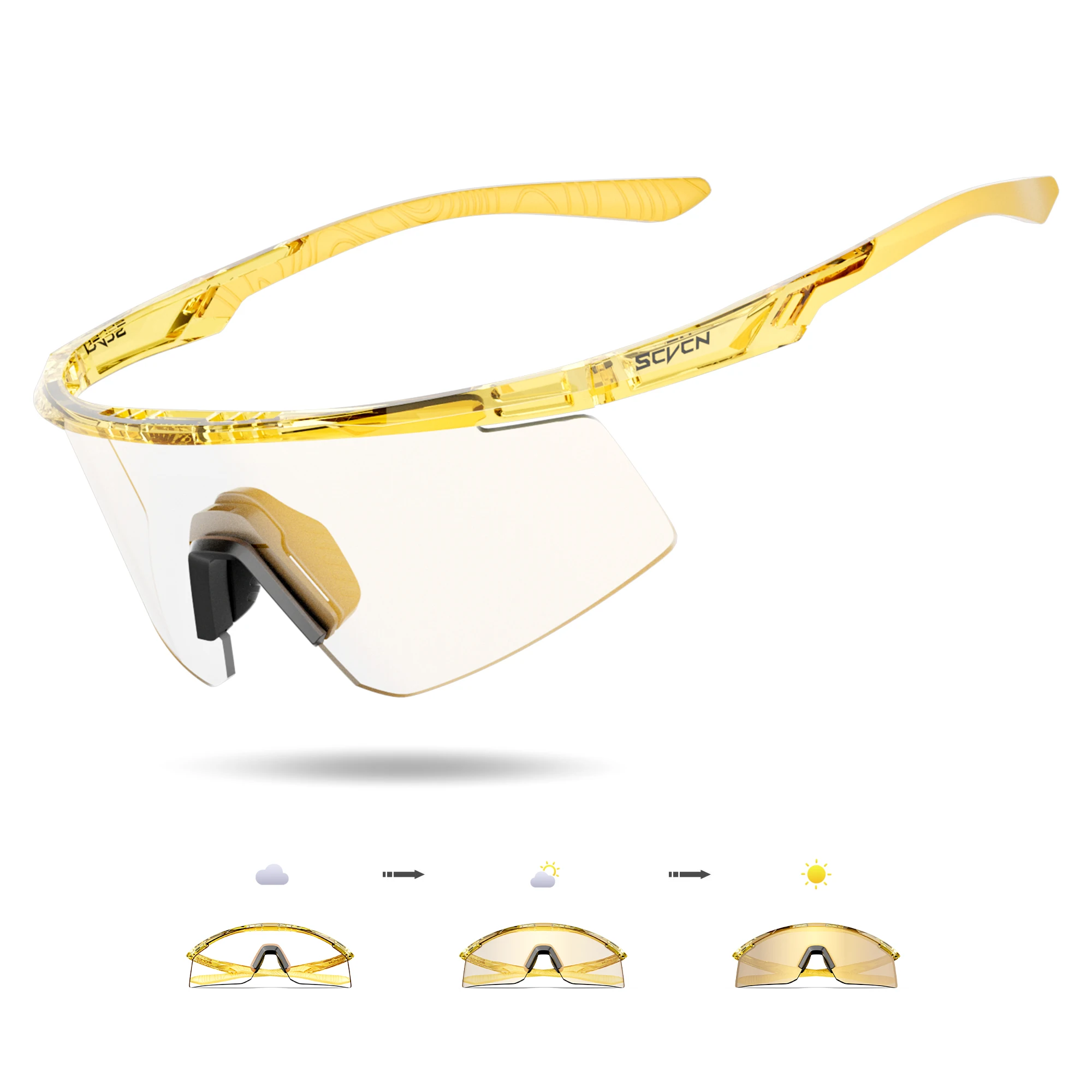 Scvcn Золотые Фотохромные Велосипедные Солнцезащитные Очки UV400 Горные Дорожные