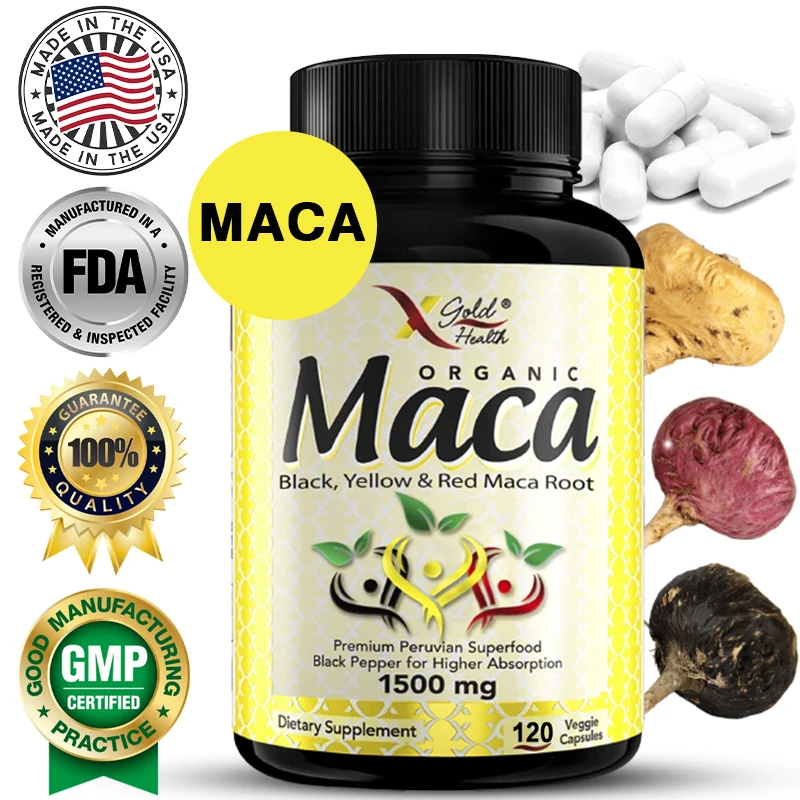 

Organic Maca Root Powder Capsules Maca Root Extract Gel, Energy and Mood Supplement for Men and Women