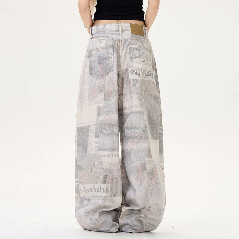 Джинсы PFNW мужские с американским принтом винтажные мешковатые штаны широкими