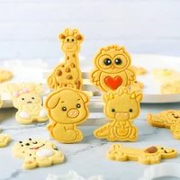 cartoon elephant lion puppy animal biscuit mold cute 3d dog fondant sugar craft kitchen baking tools cookie cutter embosser 2022