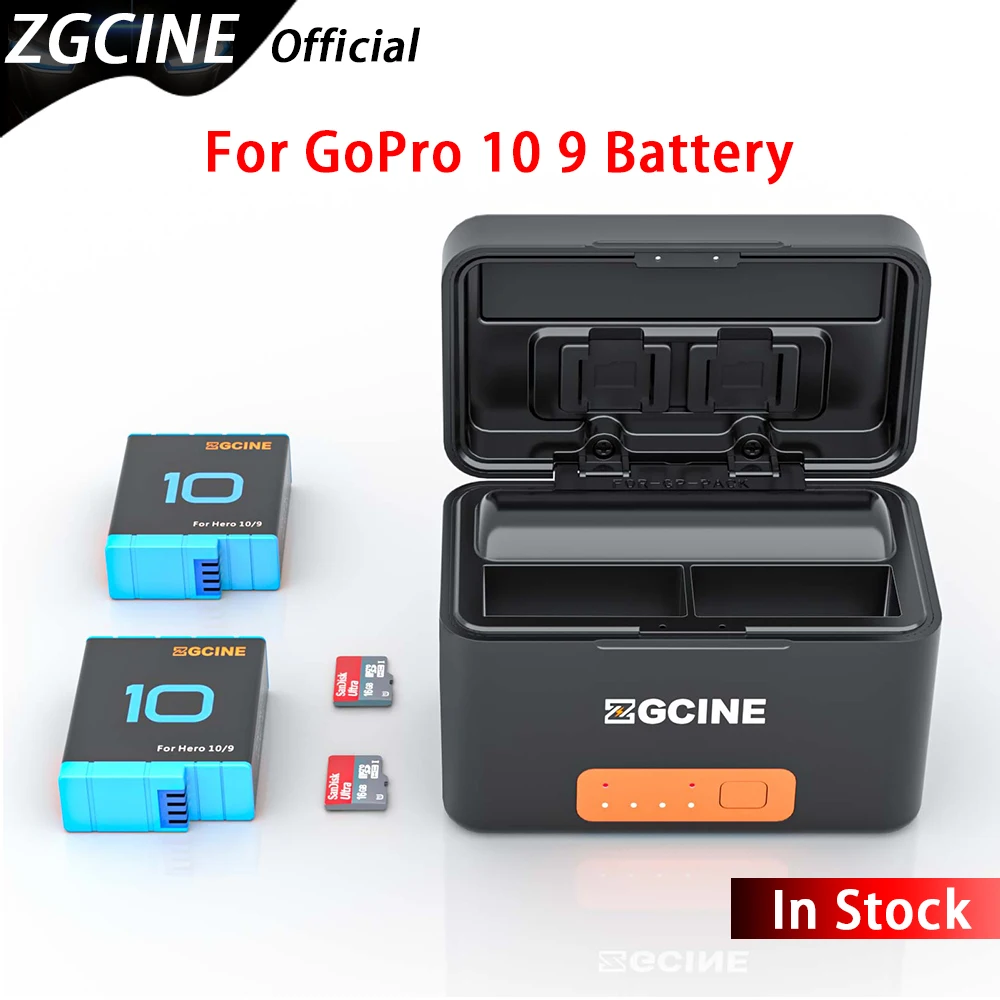

ZGCINE PS-G10 New For GoPro 10 9 Battery Mini Charging Box Charger Smart 5200mAh Power Bank TF Card Reader Battery Storage Case