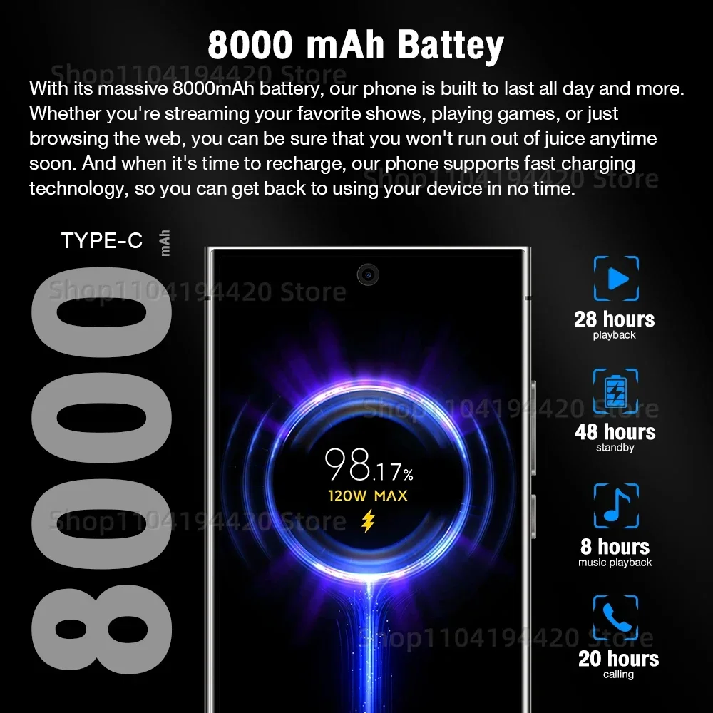 Смартфон S24 Ultra 22 ГБ + 2 ТБ 7 3 HD-экран мобильный телефон 5G Dual Sim 108 МП камера Android14