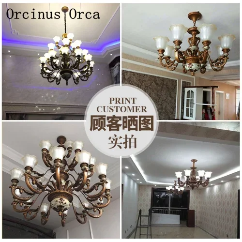 Новая классическая роскошная люстра из смолы с гравировкой для гостиной