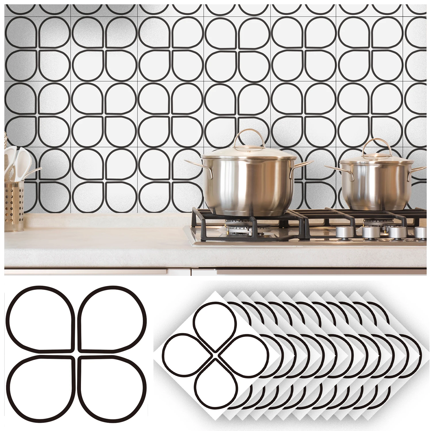 

Funlife® 20CM Width 12Pcs/Set Art Lucky Grass Pattern Tile Stickers Waterproof Self Adhesive Kitchen Living Room Wall Decoration