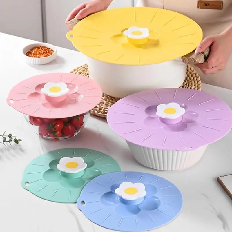 

Silicone Lid Spill Stopper Cover For Pot Pan Kitchen Accessories Cooking Tools Microwave Covers Food Storage Lid Bowls Cover