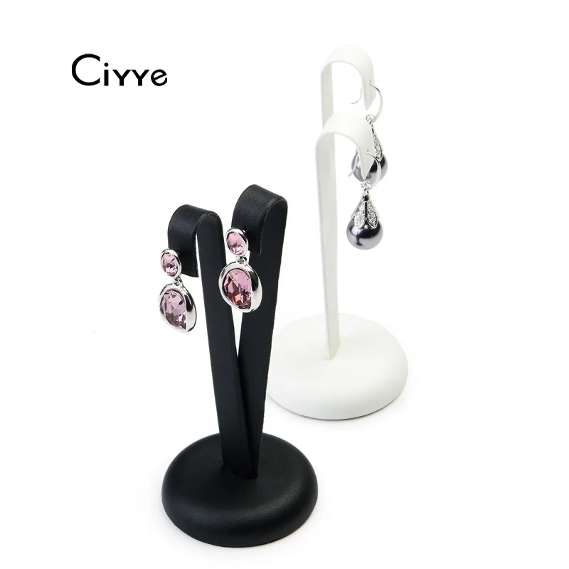 

Ciyye Y Shape Earring Display Stand White / Black PU Leather Jewelry Package Holder Rack Jewelry Organizer Showcase