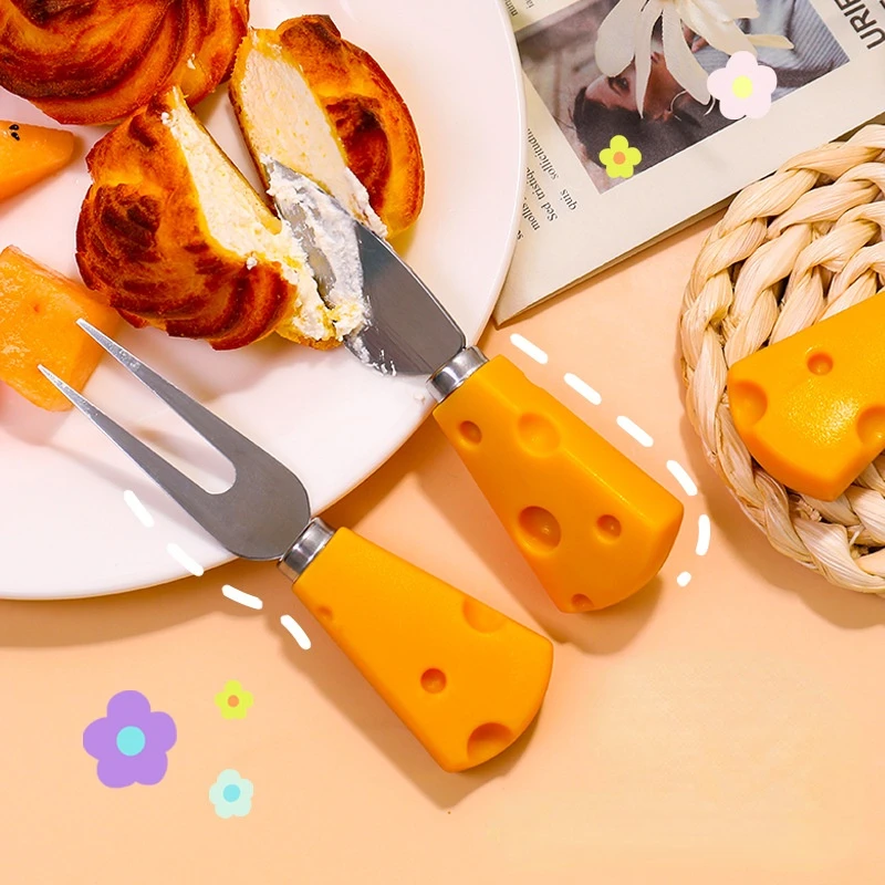 

Western Tableware Cheese Cheese Fruit Knife Fork Spoon Creative Cute Butter Toast Jam Spread Knife Small Fork Portable Tableware