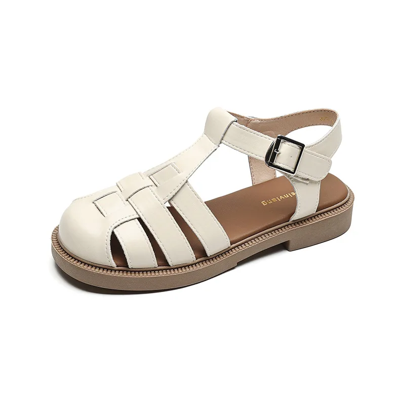 

Size34-43 Closed Toes Womens Roman Shoes Cross Tied Beach Sandals Buckle Strap Leisure Moccasin