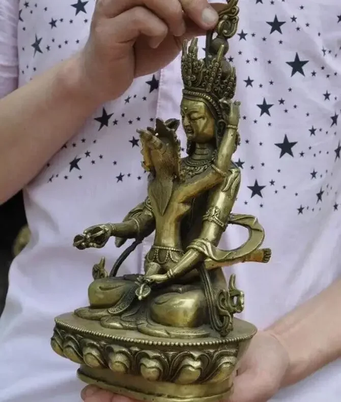 11-дюймовая тибетская бронзовая позолоченная статуя Ваджра Манддексавара Яб-Юум