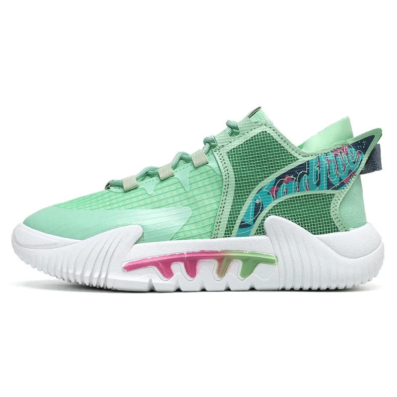 Outdoor Summer Men's Basketball Shoes 2022 New Trendy Green Breathable Sport Shoes Mens Trainers White Platform Women's Sneakers