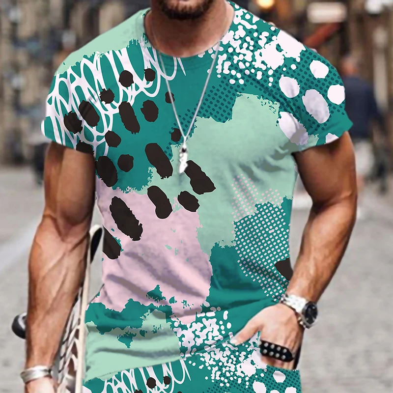 

2022 summer new men's street fashion Personalized Abstract graffiti art series 3D printing full body pattern printing T-shirt