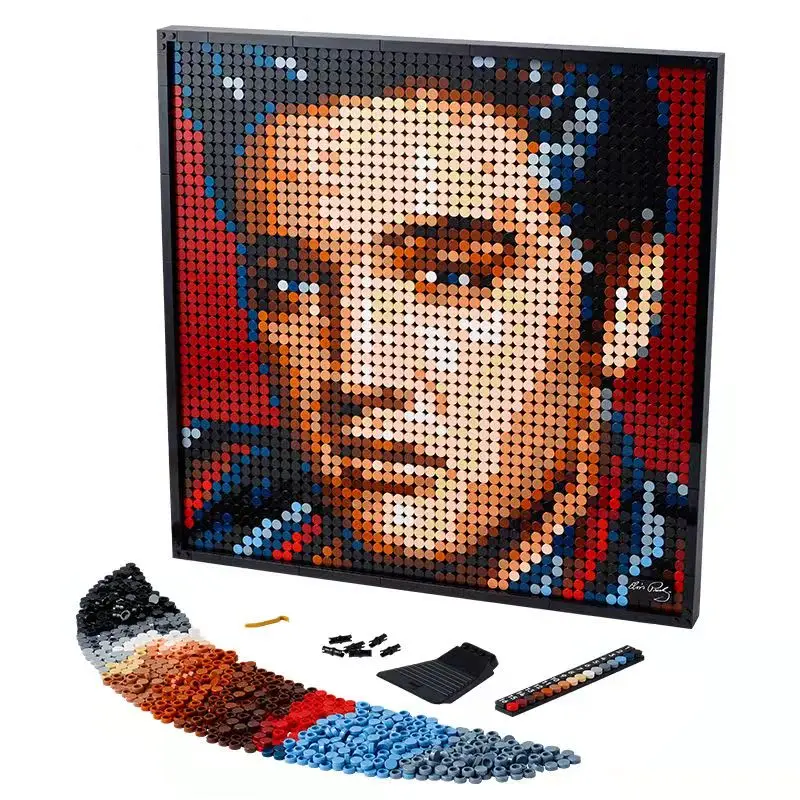 

DIY Pixel Art Elvis Presley Portrait Mosaic Pop Star Room Decorative World Famous Painting By Building Blocks Toys Birthday Gift