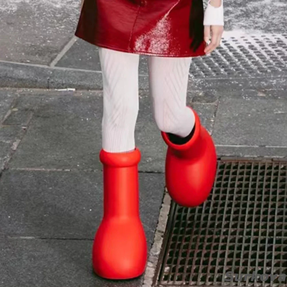 Big Red Boots Rain Boots Eva Red Boots Children's Adult Universal Rain Boots Round Toe Fashion Street Shoot Cool Cartoon Boots