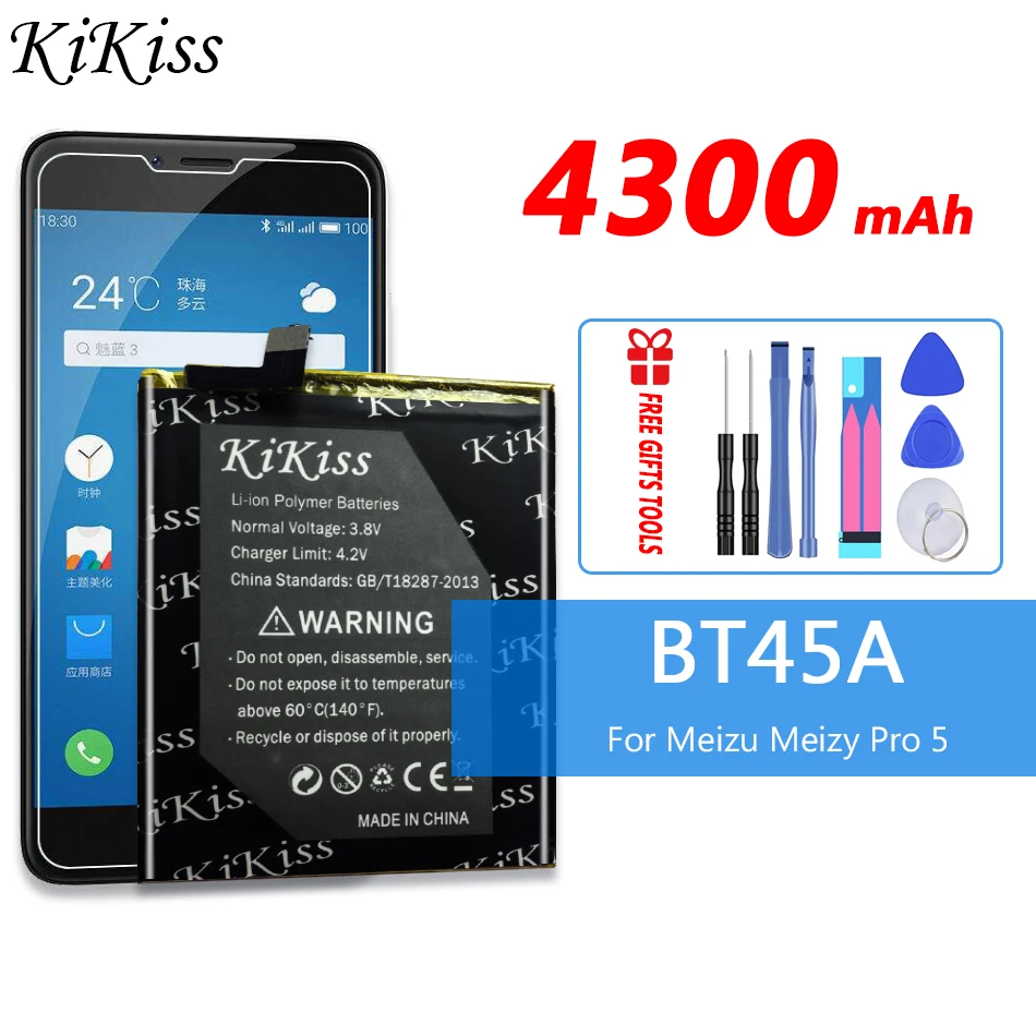 

Аккумулятор высокой емкости BT45A на 4300 мА · ч для Meizu Meizy Pro 5 Pro5, аккумулятор для сотового телефона большой мощности