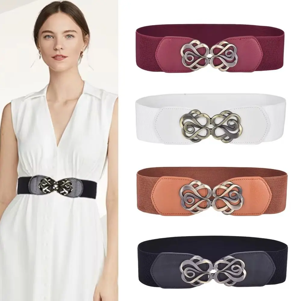 Винтажный женский кожаный ремень для платья 60-80 см латунный эластичный Ретро с