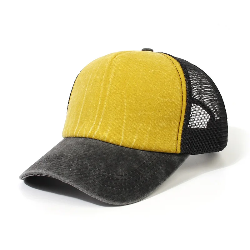 

Summer Vintage Man Trucker Cap Plain Adjustable Mesh Hats for Women Outdoor Yellow Black Neon Orange Green Pink Mint Brown Blue