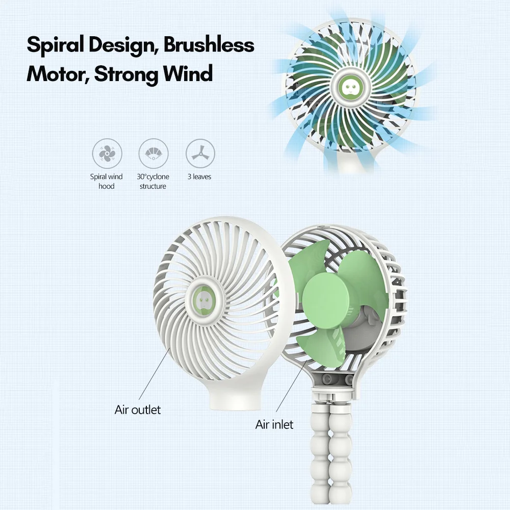 Портативный мини-вентилятор для детской коляски перезаряжаемый портативный