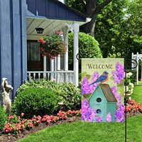welcome home birdhouse garden spring flag floral birds outdoor yard flag banner for outside house yard home decorative