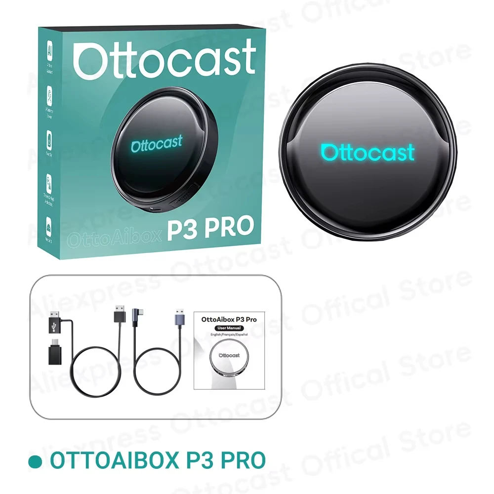 

OTTOCAST P3 PRO AI Box Android TV Box с HDMI-выходом, беспроводным CarPlay и Android Auto, автомобильные аксессуары для Toyota, VW, Honda, Kia, Benz