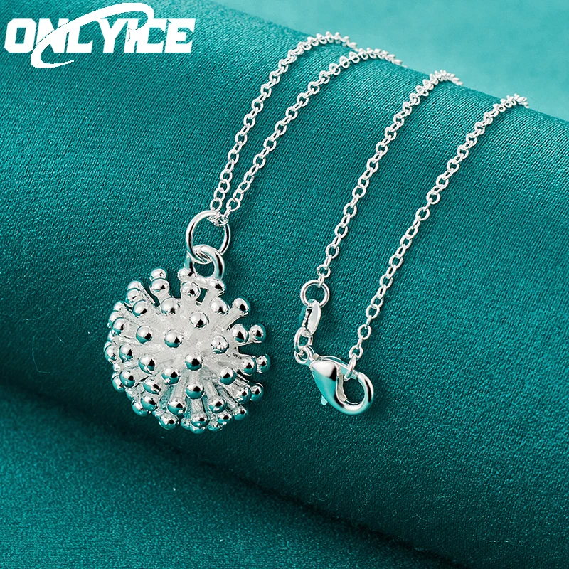 

Hot Charm 925 Sterling Silver 40-75cm Round Fireworks Pendant Necklace For Women Fashion Wedding Party Christmas Gifts Jewelry