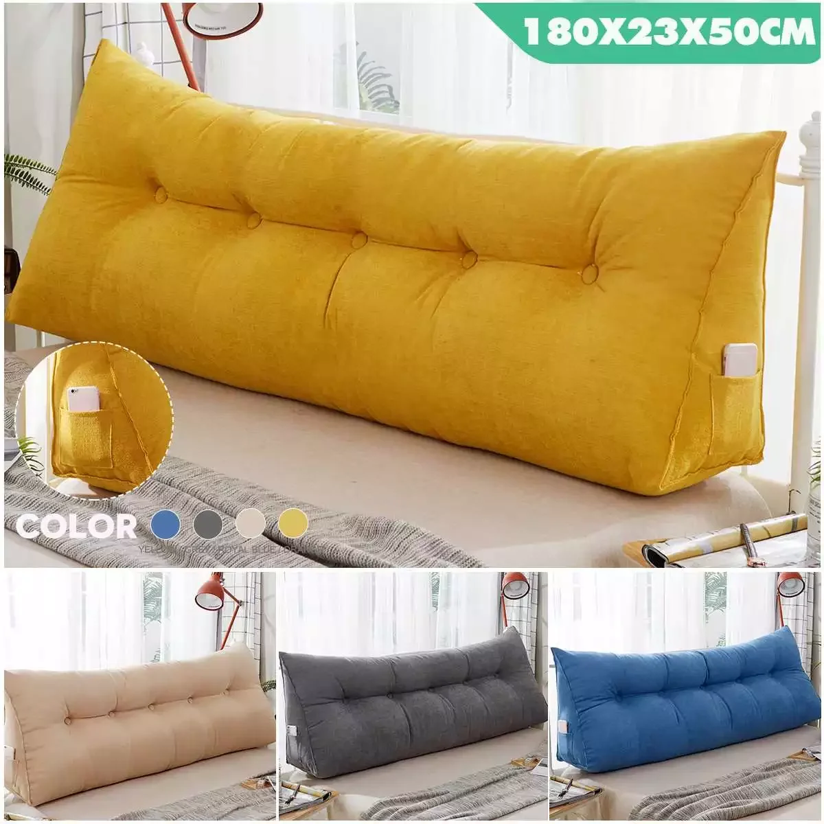

180CM Comfort Rest Triangular Wedge Lumbar Waist Back Pillow Sofa Cushion Bed Pillow living Room Lumbar Pad Home Decor