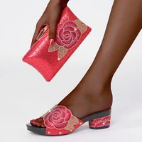 african wedding italian shoe and bag sets ladies with matching bags set decorated with rhinestone party shoes and bag 2022