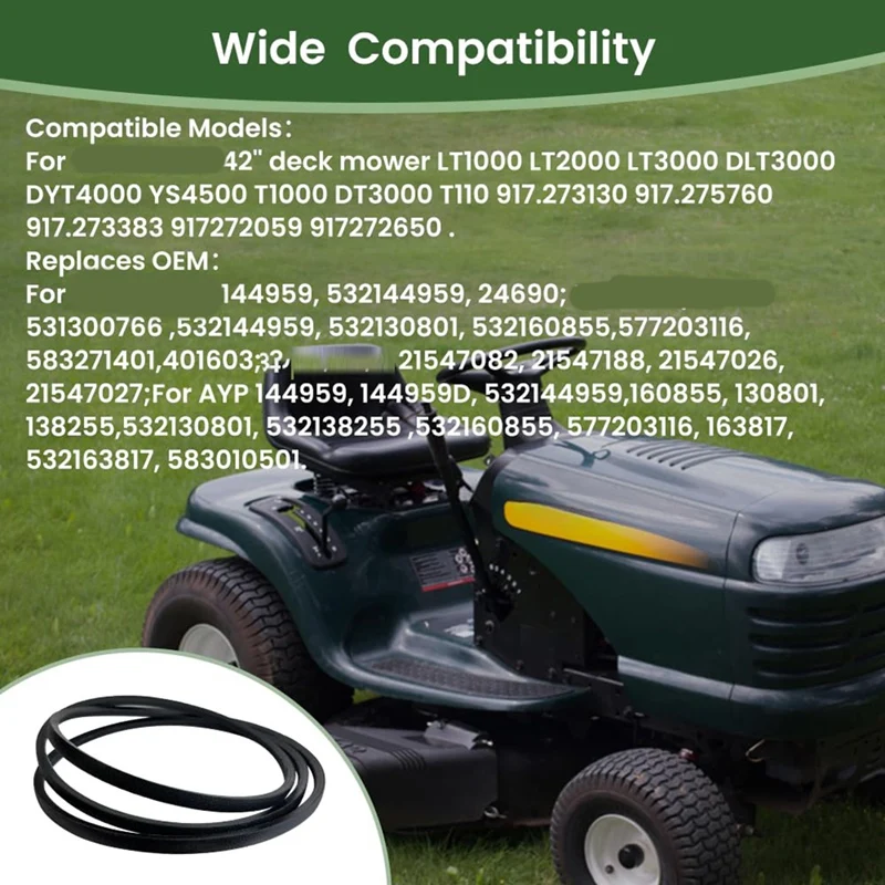 2-упак. 144959 Палубный ремень для Craftsman LT1000 LT3000 DLT3000 42-дюймовая косилка запасные