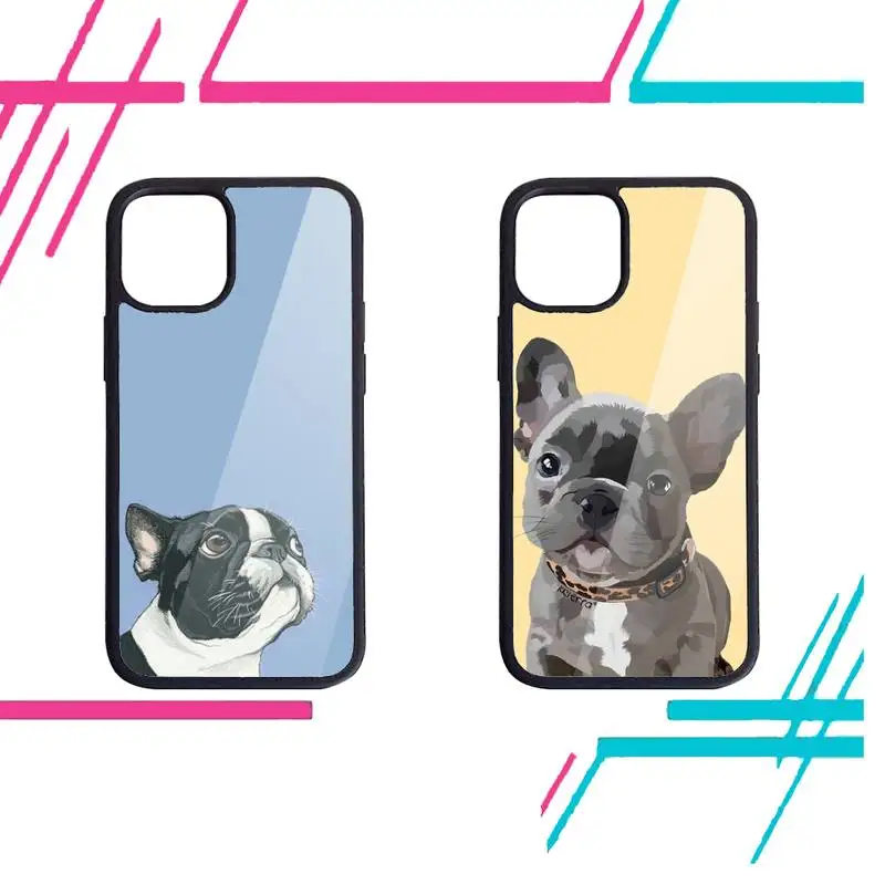 

French Bulldog cute cartoon dog Phone Case PC for iPhone 11 12 13 pro XS MAX 8 7 6 6S Plus X XR Luxury shell funda