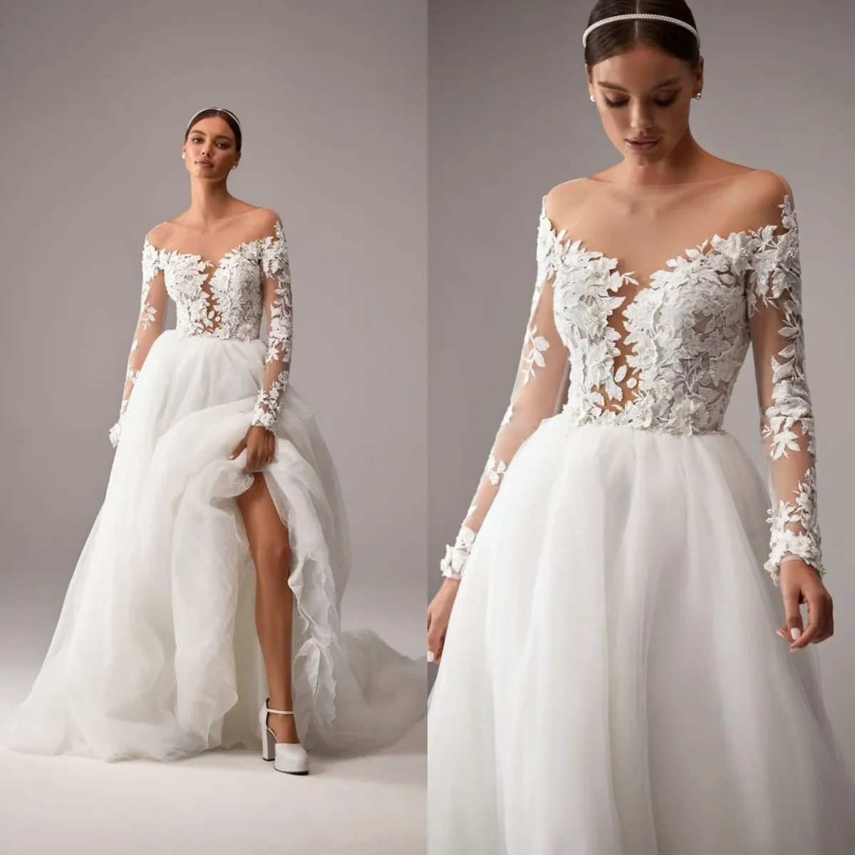 

Женское фатиновое платье It's yiiya, белое кружевное платье макси на лето 2023