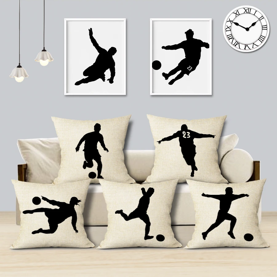 

Play Football Cushion Cover Decor Nordic Sports Linen Pillow Case Decorative Throw Pillow Covers Sofa Home Decor