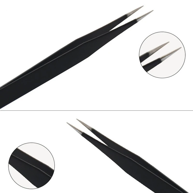 

Nail Art Acrylic Gel Picking Tool Rhinestones Gem Decor Black Eyelash Tweezers Anti-static DIY Hand Clip Black Tweezers