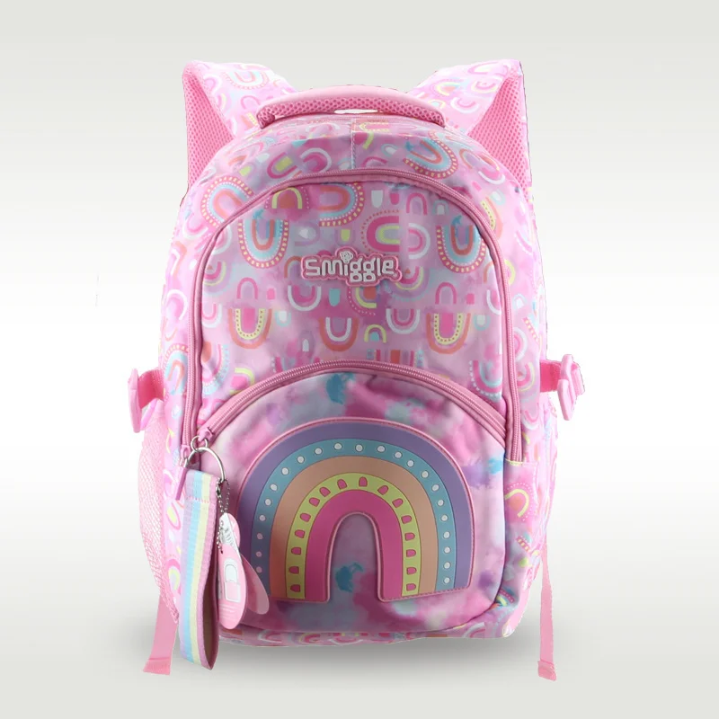 

Australian Original Smiggle Children's Schoolbag Female Primary School Backpack Pink Rainbow Korean Version 7-12 Years 16 Inches