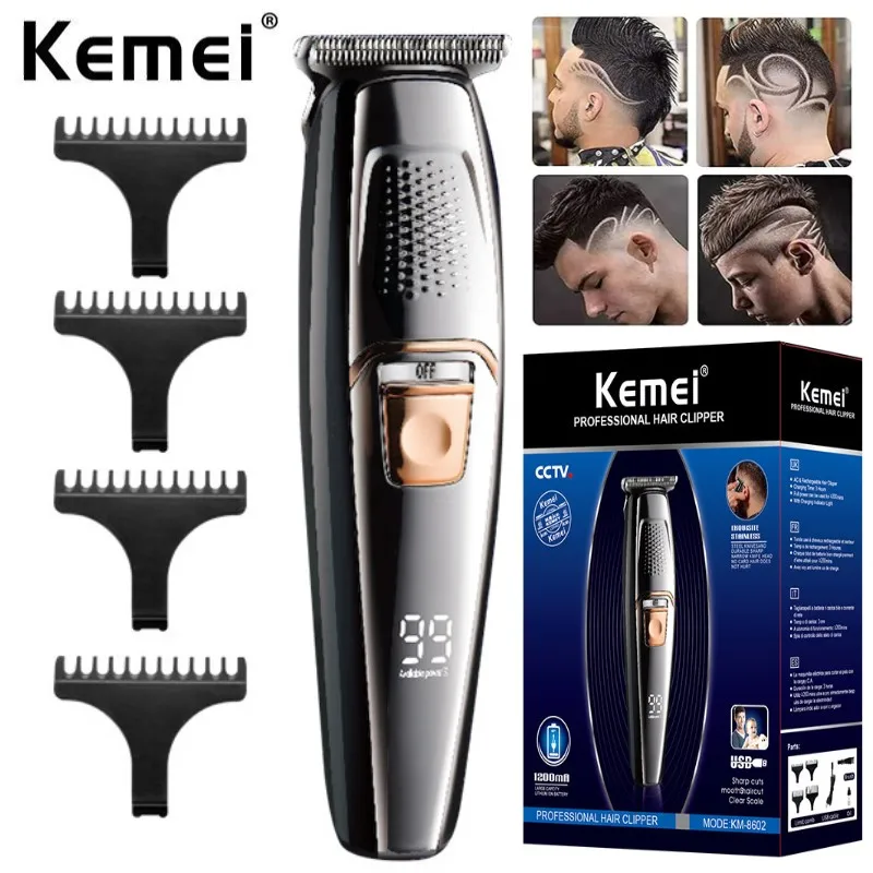 

Kemei KM-8602 Rechargeable Professional Electric Trimmer LCD Display Cordless Hair Clipper Men Adults Kids Hair Cutter Machine