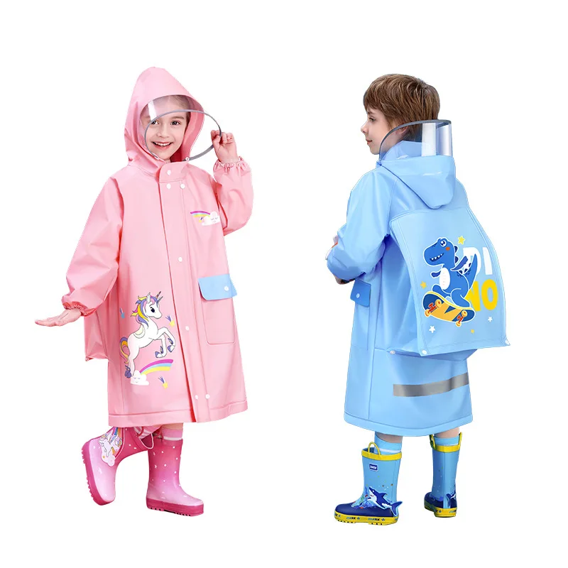 

EVA non disposable children's raincoat girls' whole body student waterproof boys' kindergarten pupils' poncho with schoolbag