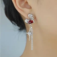 sweet irregular metal love star awn tassel female retro personality versatile zircon earrings