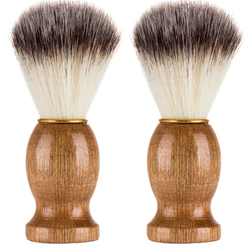 

WSND Mens Shaving Brush with Wooden Handle Soft Nylon Hair Face Cleaning Makeup Beard Cleaner Luxury Professional Barber Salon