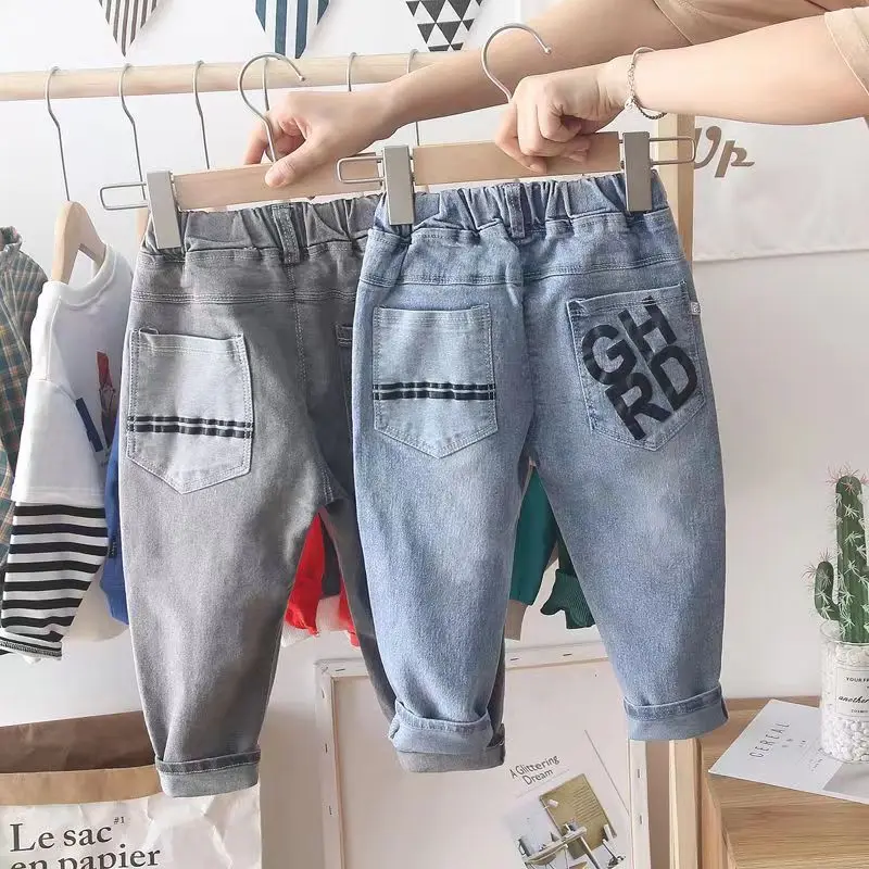 

Kids Boys Jeans Spring And Autumn Boys Pants Loose Fit Childrens Jeans New Fashionable Baby Long Pants Korean Edition