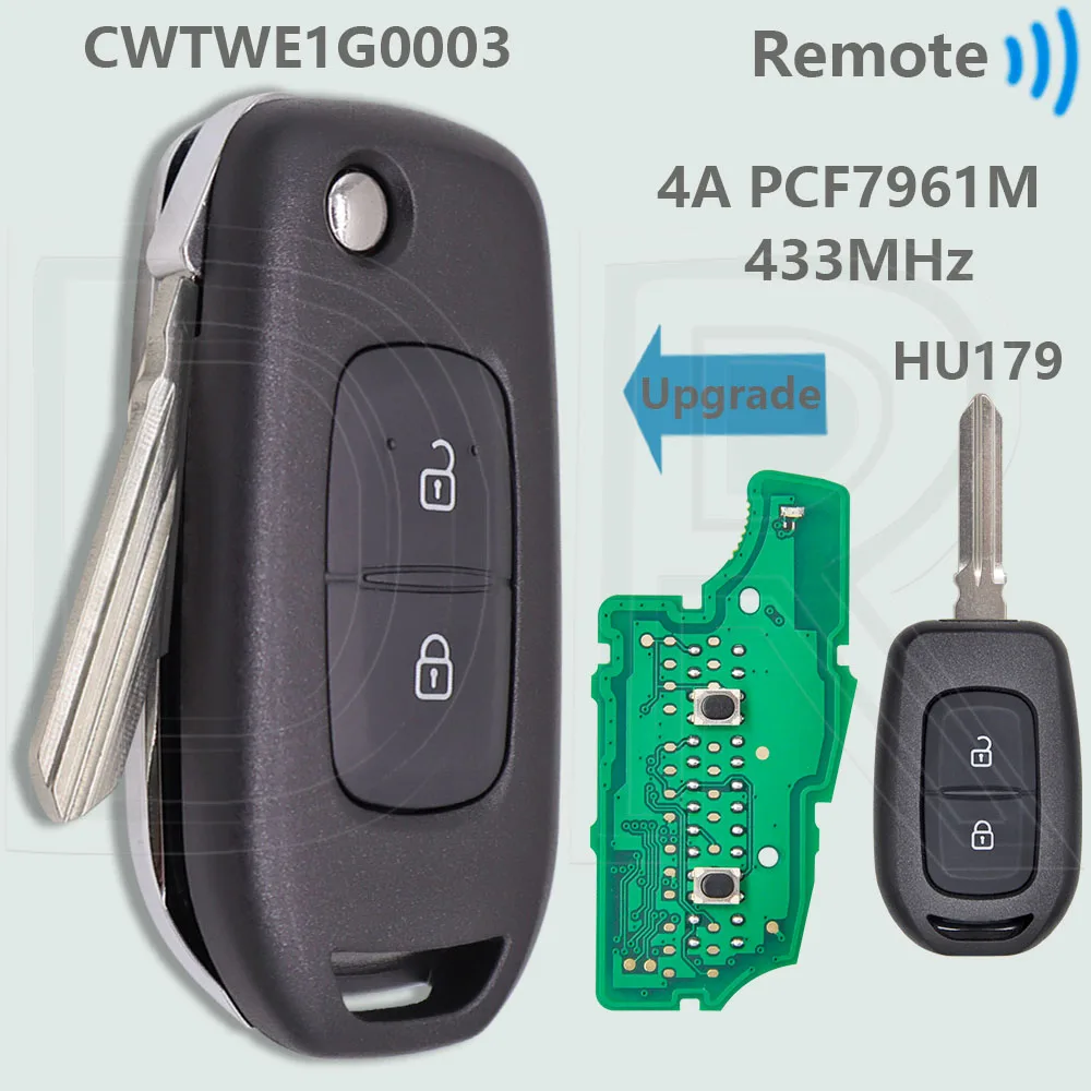 

DR модифицированный 4A PCF7961M 433 МГц автомобильный дистанционный ключ CWTWE1G0003 для Renault Logan Dacia Duster Sandero Lodgy Dokker Symbole Trafic