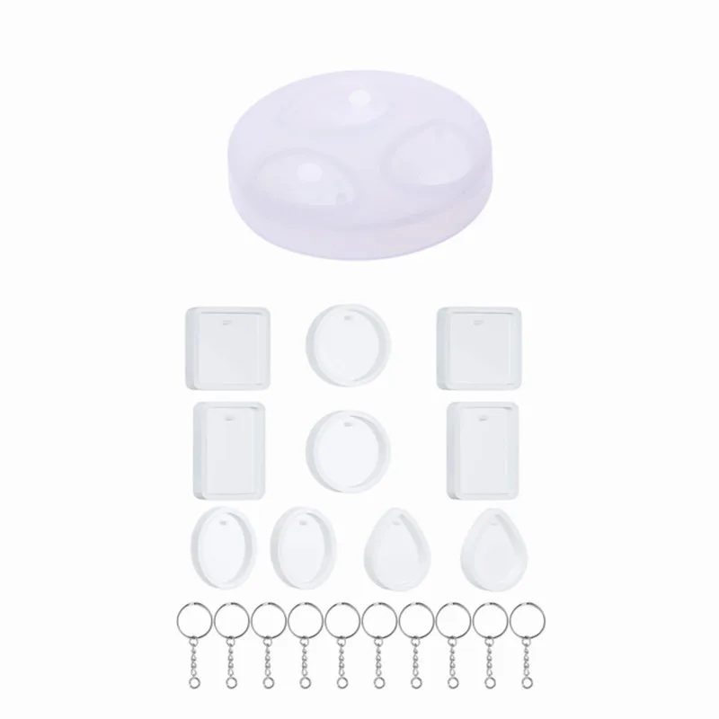 

Water Drop Round Square Oval Resin Casting Molds Keychain Pendant Silicone Mould
