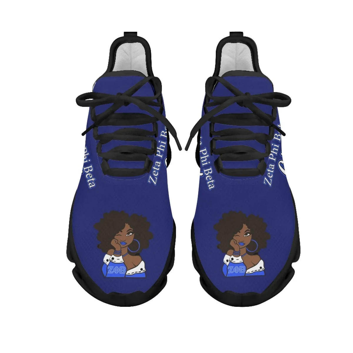 INSTANTARTS Zeta Phi Beta Blue Print Ladies Platform Flats Summer Non-Slip Outdoor Mesh Shoes Casual Sneakers for Women Zapatos