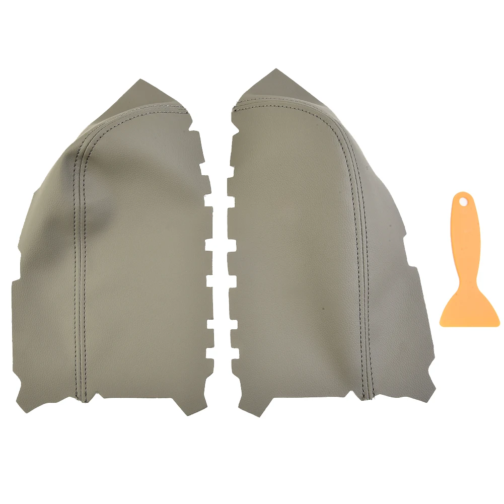 

2pcs Door Panel Armrests Front Door Gray Microfiber Leather Panel Armrests With Adhesive Tool Car Interior Parts