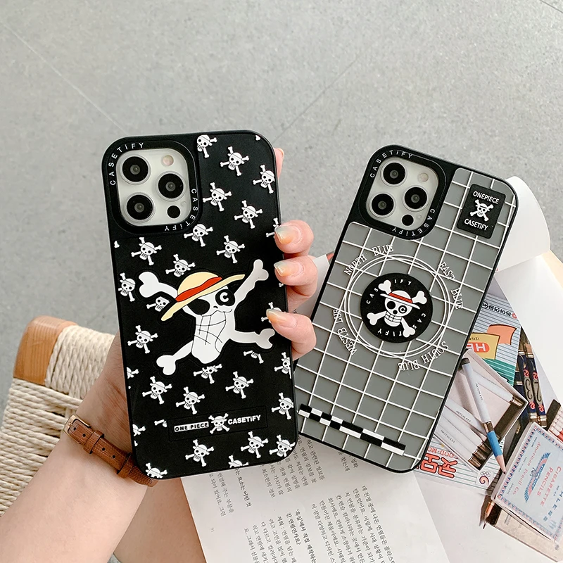 

Anime One Piece Personality Skeleton Phone Cases For iPhone 13 12 11 Pro Max XR XS MAX 8 X 7 SE Couple Anti-drop Soft PVC Cover