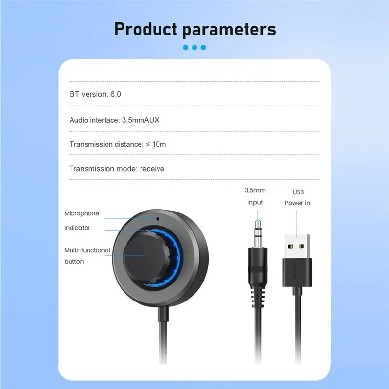 A99E-Stereo USB для автомобиля, домашнего использования, усилитель звука, Bluetooth 6.0, аудиоприемник, громкая связь, разъем AUX 3,5 мм, Bluetooth-адаптер (art.: 3920da274eda0) - 3920da274eda0